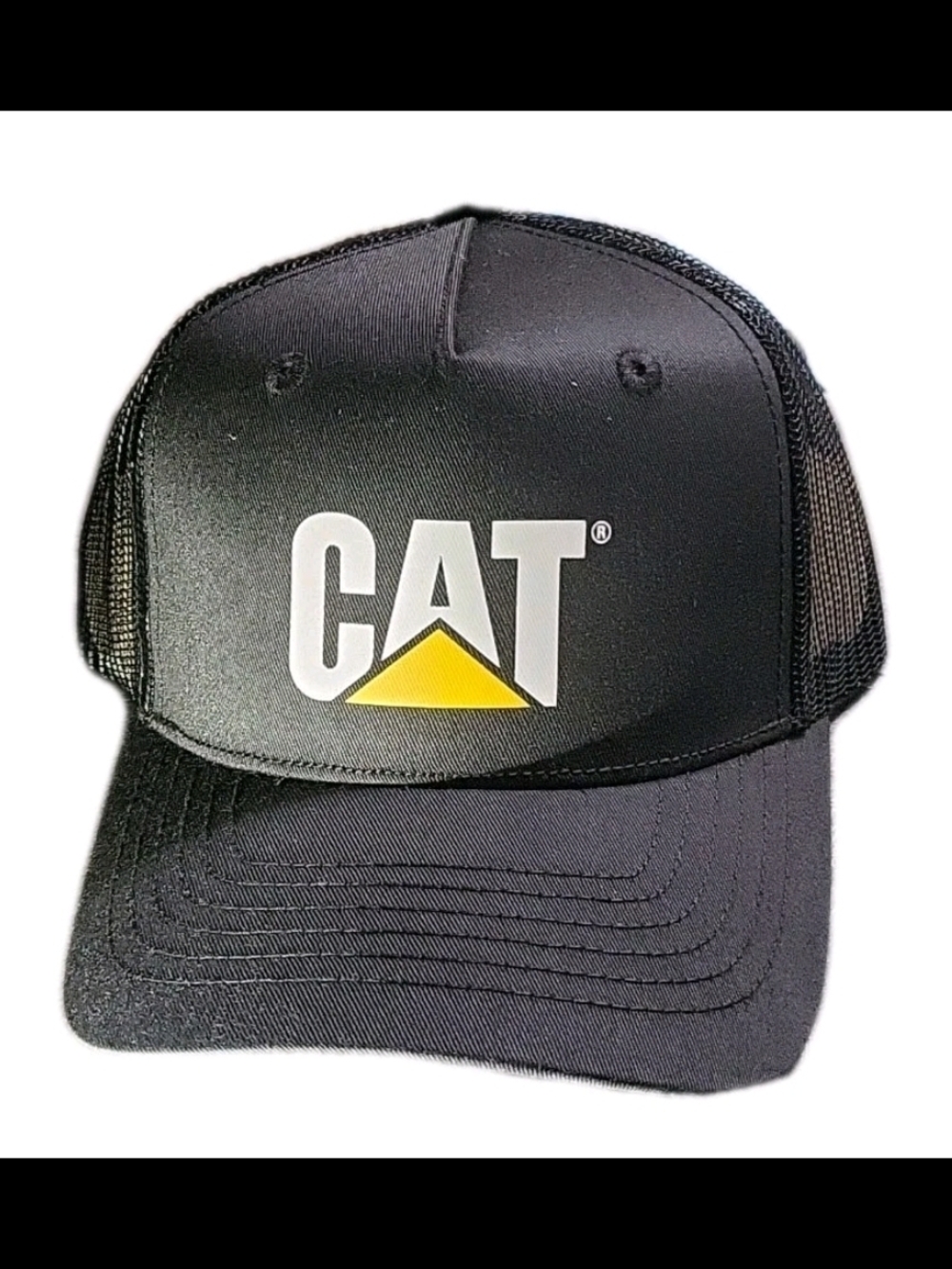 Caterpillar Cat Equipment Twill / Mesh Hat Cap - Black / Black Mesh